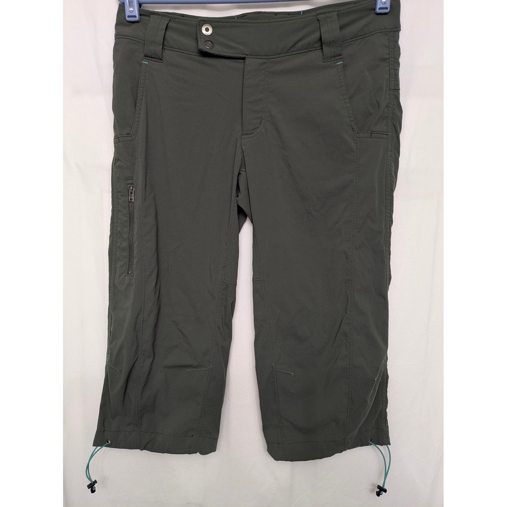 Columbia Omni-Shield Hiking Capri Pants Green Womens 8 Sun Protection Trekking